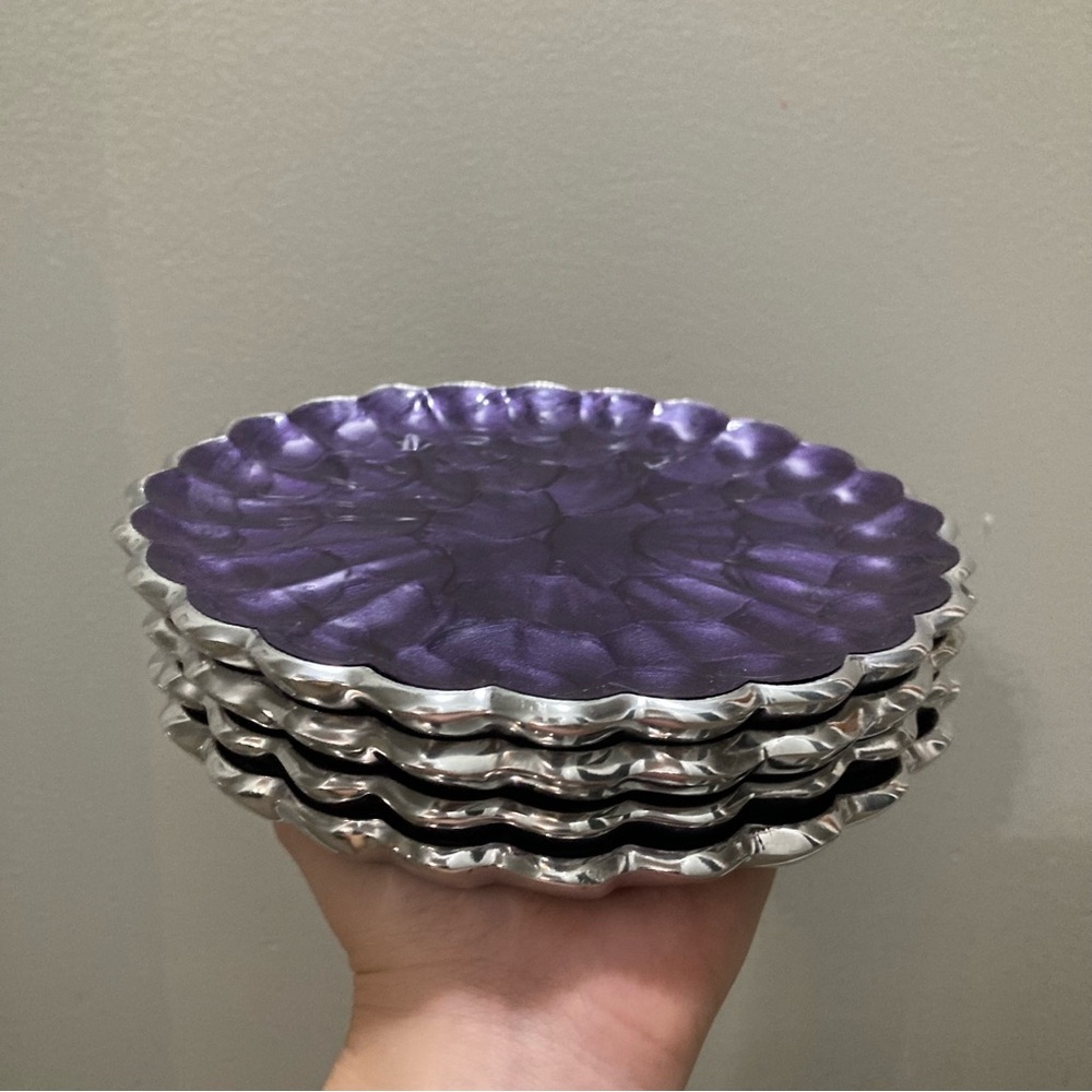 Set of 4 Julia Knight 7” Peony Cocktail Plates - Sugar Plum
